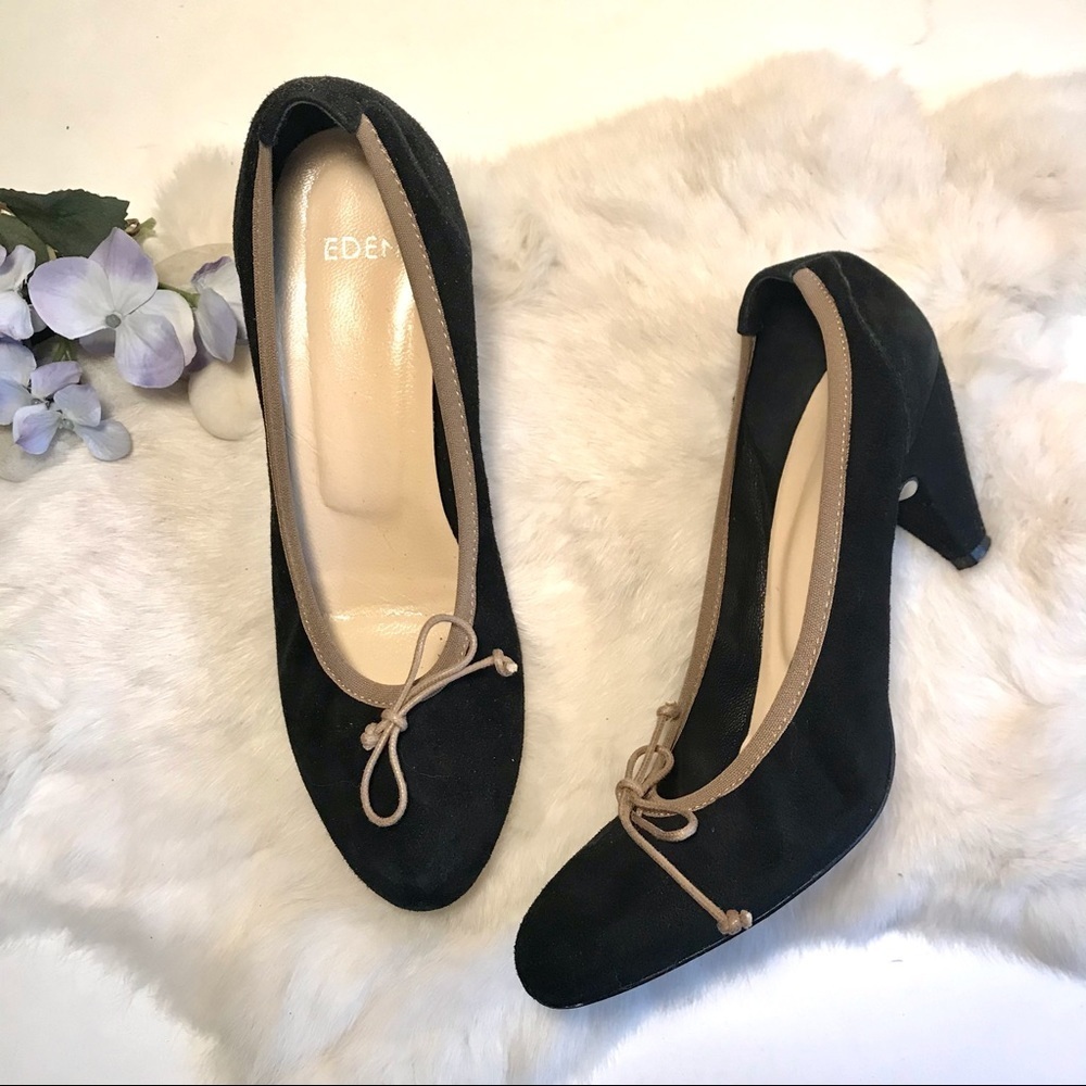 Eden Black Suede Cone Heel Pumps 39 / 8.5M